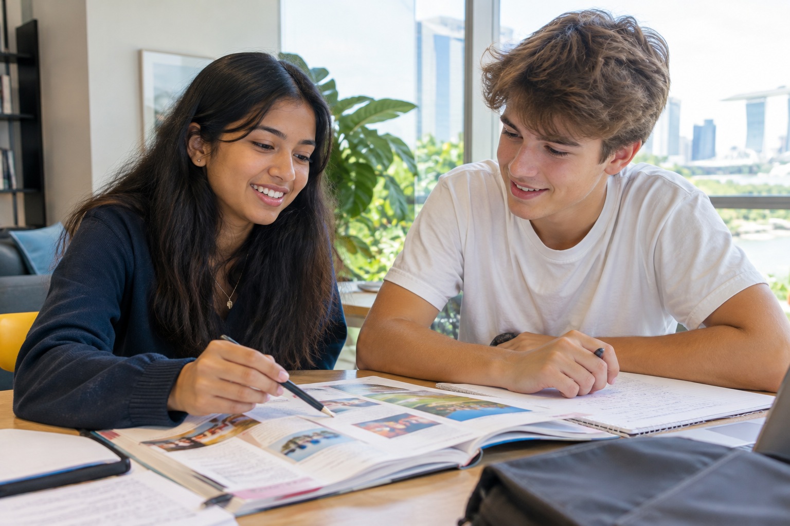 Teenagers studying Spanish